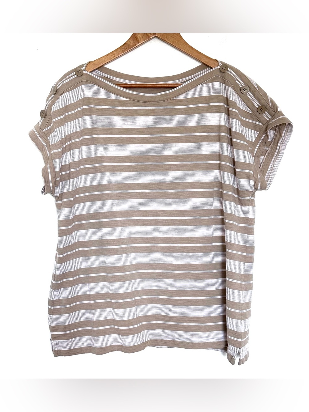 Talbots Shirt Women’s XL Striped Button Detail Short Sleeve Lightweight Top